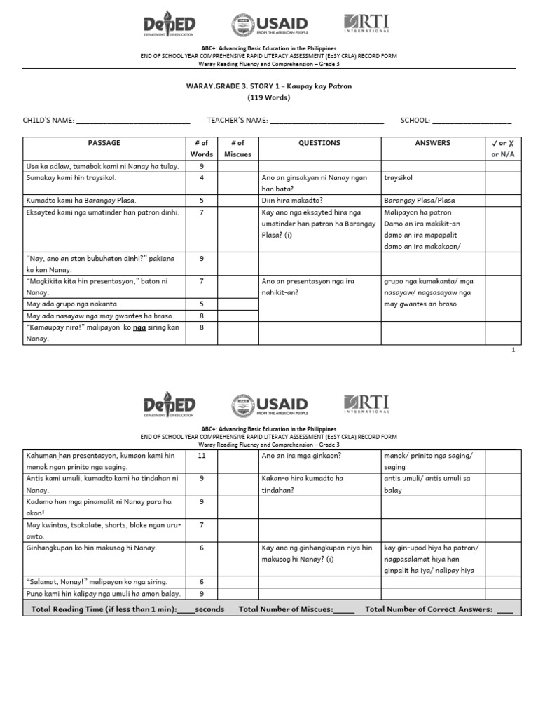 CRLA G3 WarayLearnerRecordForm | PDF
