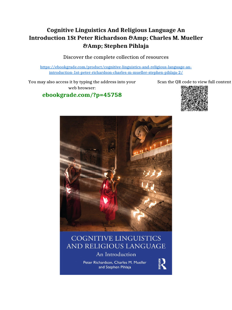Cognitive Linguistics and Religious Language An Introduction 1st Peter ...