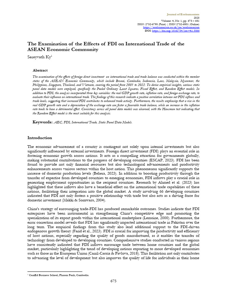 The Examination of the Effects of FDI on International Trade of the ...