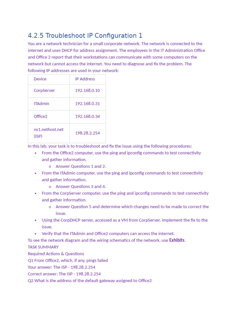 4.2.5 Troubleshoot IP Configuration 1 | PDF | Ip Address | Computer Network