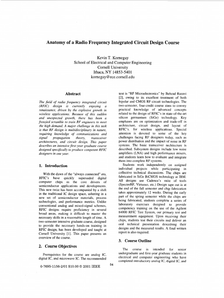 Anatomy of A Radio Frequency Integrated Circuit Design Course | PDF ...