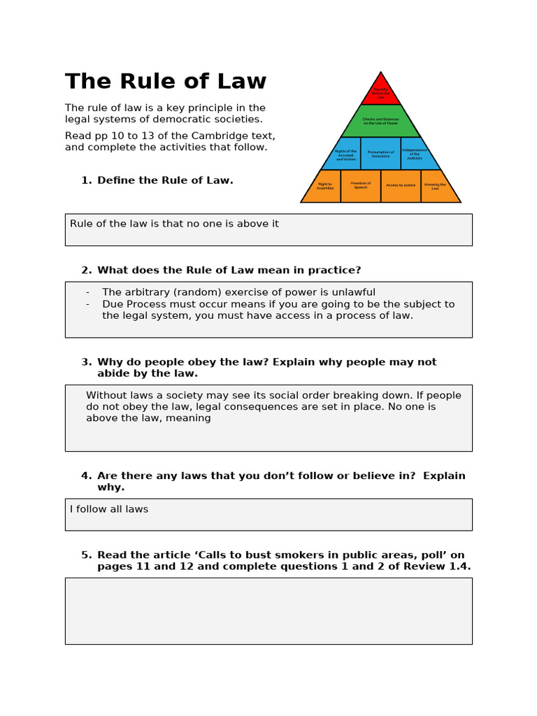 3.1 The Rule of Law Worksheet | PDF