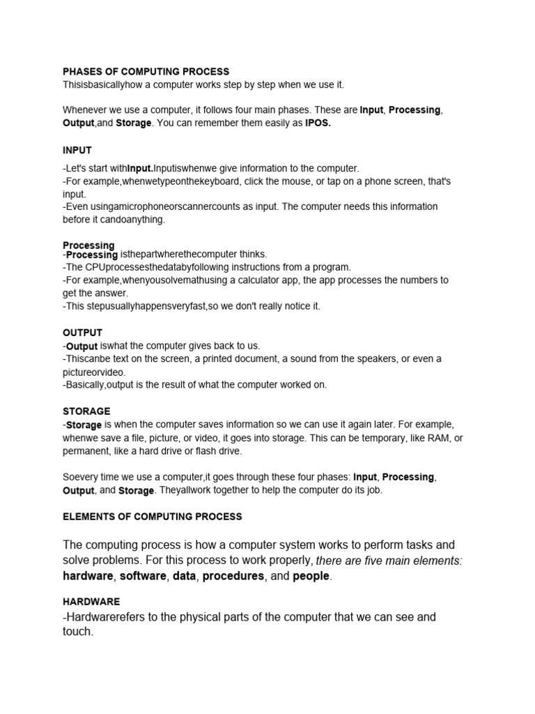 Phases and Elements of Computing Process | PDF | Input/Output ...