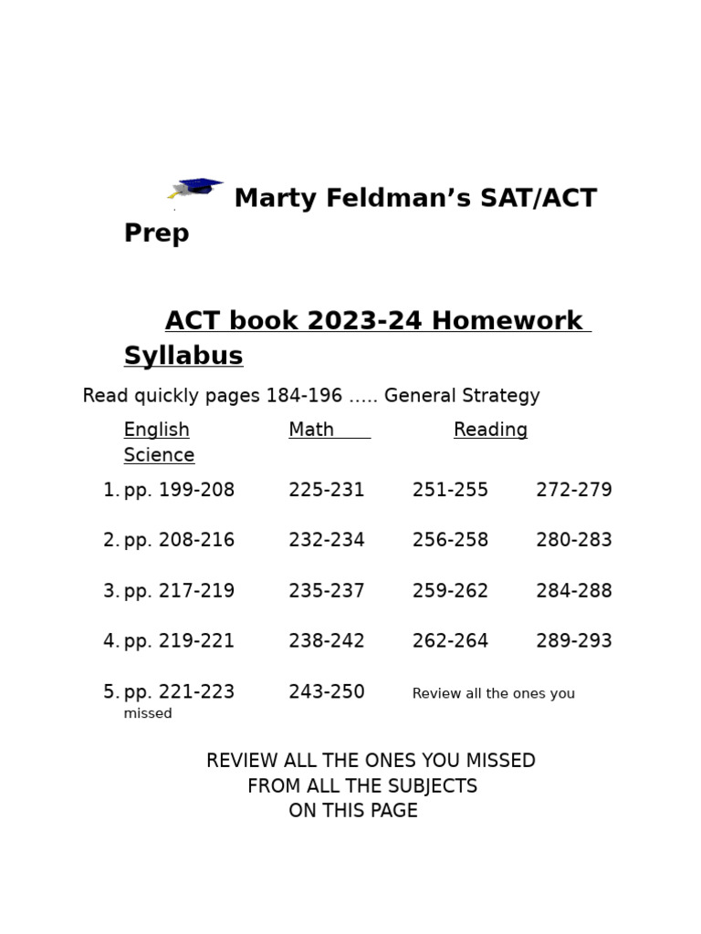 ACT Syllabus 2023-2024 | PDF