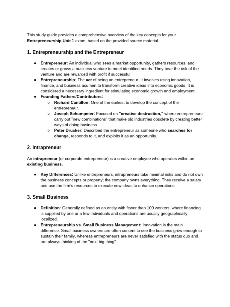 Entrepreneurship Revision Notes | PDF | Entrepreneurship | Economies