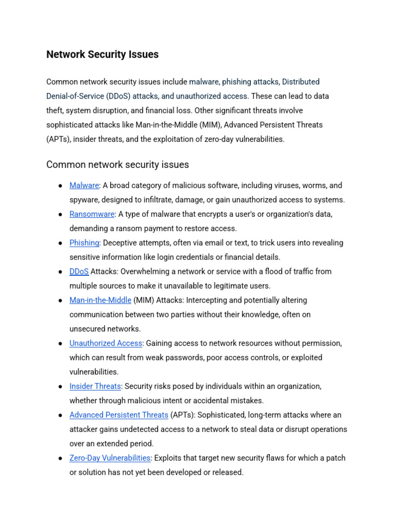 Network Security Issues-1 | PDF | Malware | Security