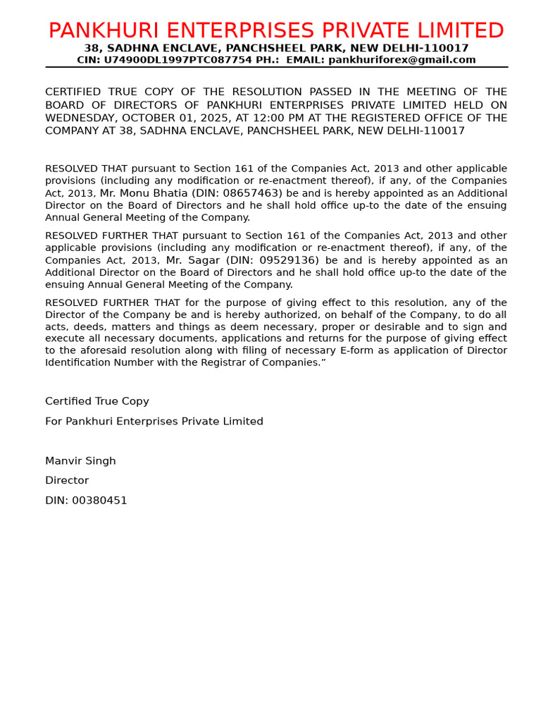 Resolution - Director Appointment | PDF