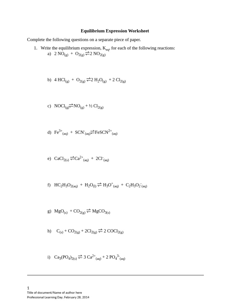 1731373321-Equilibrium Expression Worksheet | PDF