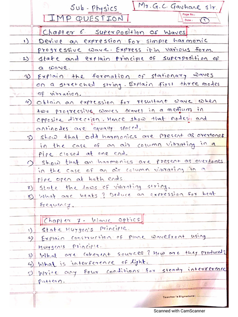 Physics Imp Question Chapter 6 To 16-1 | PDF