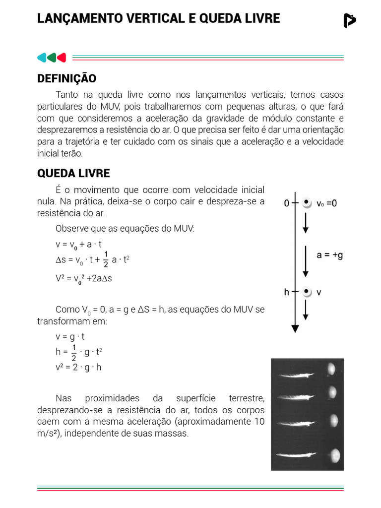 Lançamento Vertical e Queda Livre Um Documento Legal | PDF | Velocidade ...