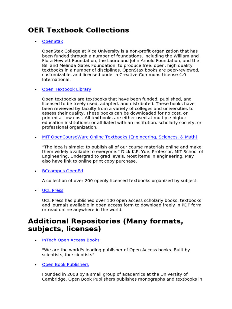 OER Textbook Collections | PDF | Open Access | Textbook