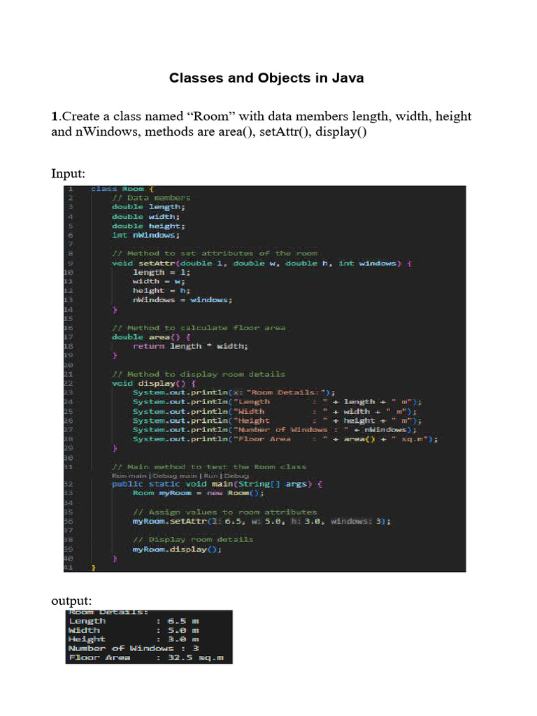 SC Classes and Objects in Java 01 | PDF