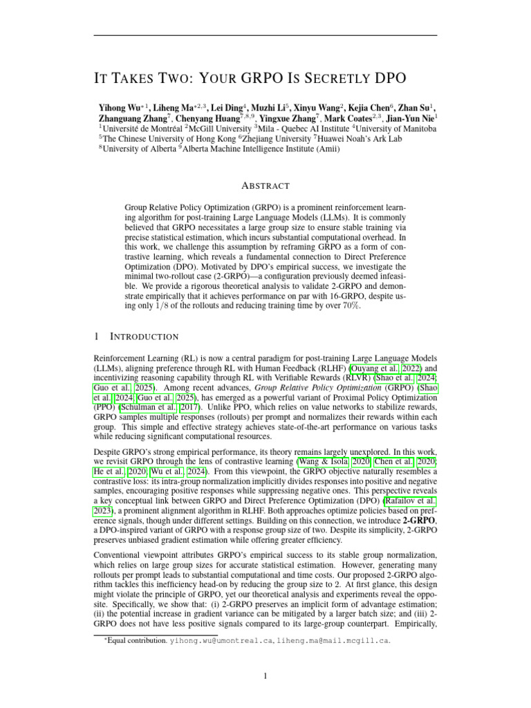 It Takes Two - Your GRPO Is Secretly DPO | PDF | Machine Learning ...