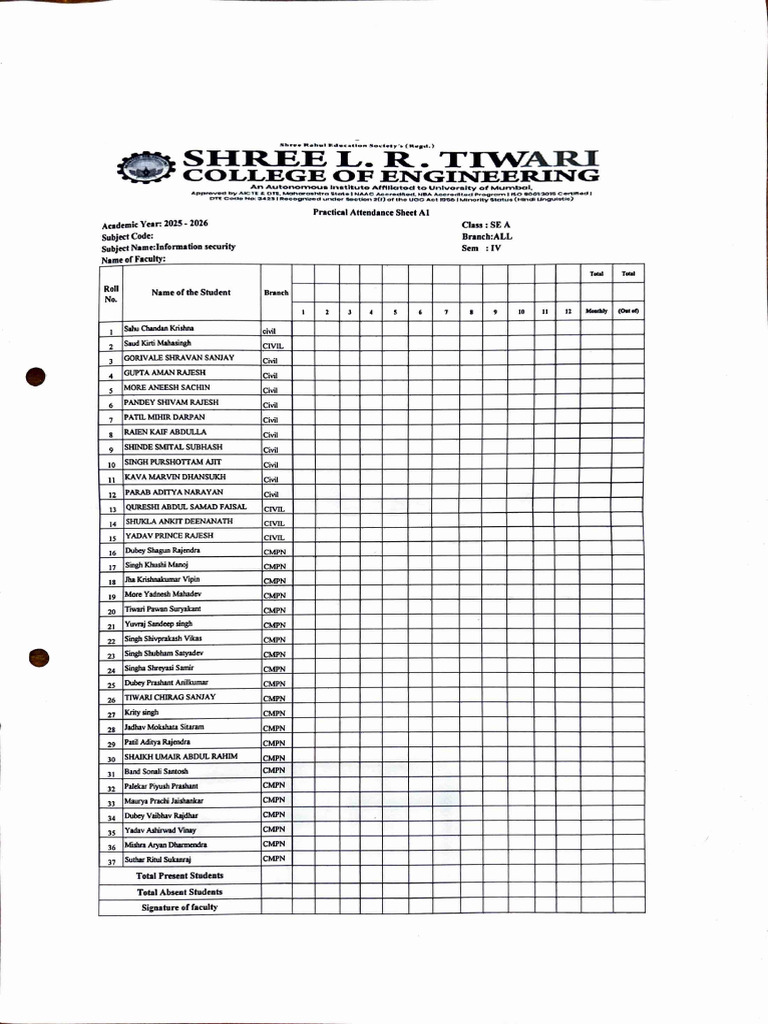 MDM Information Security Batch Wise Student List | PDF