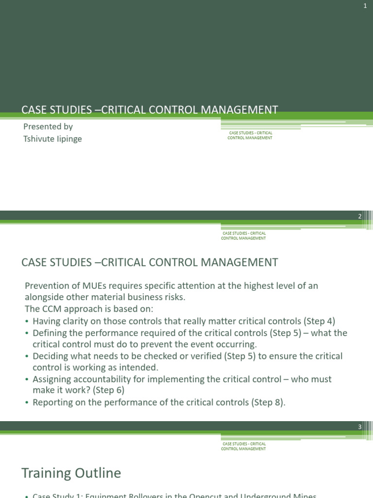 Case Studies - Critical Control Management | PDF