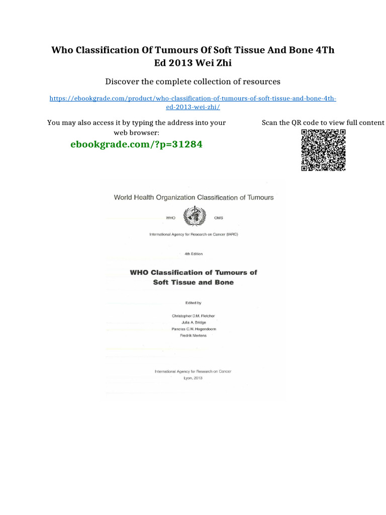 WHO Classification of Tumours of soft Tissue and Bone 4th ed 2013 Wei ...