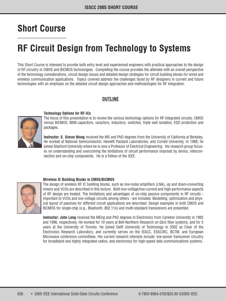 RF Circuit Design From Technology To Systems | PDF | Electronic ...