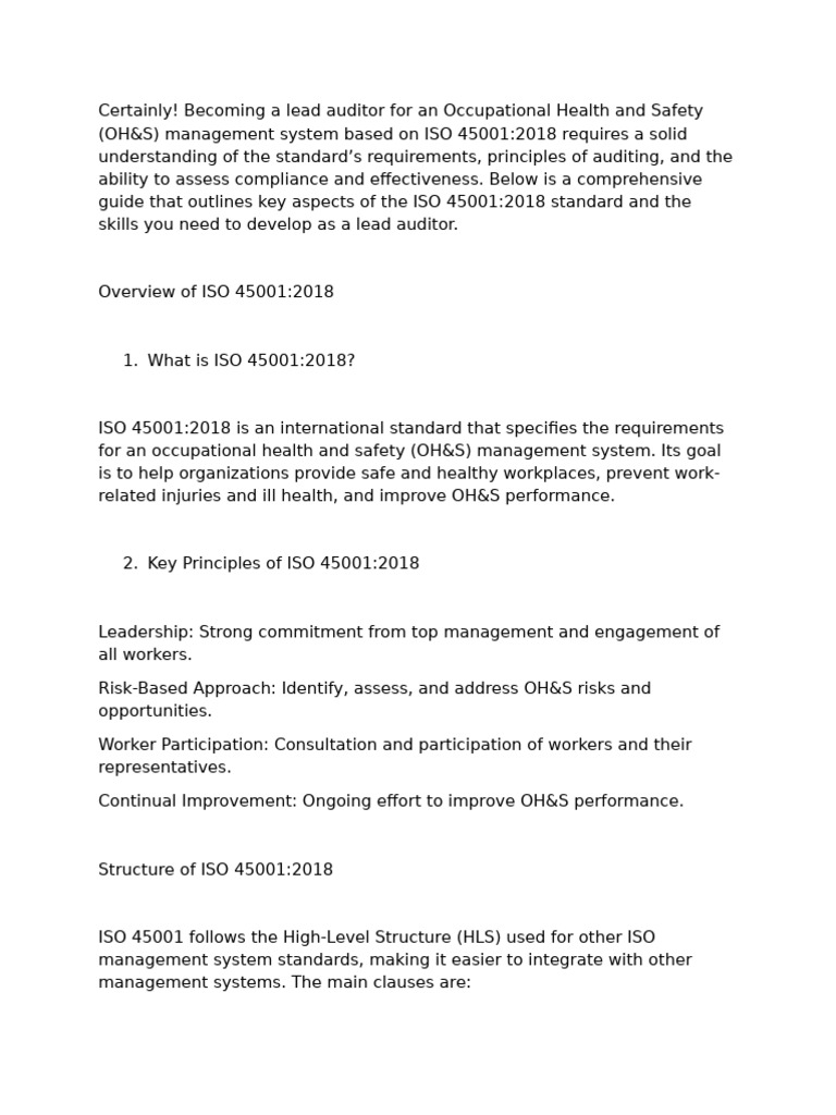 2018 Lead Auditor Practice | PDF | Audit | Occupational Safety And Health