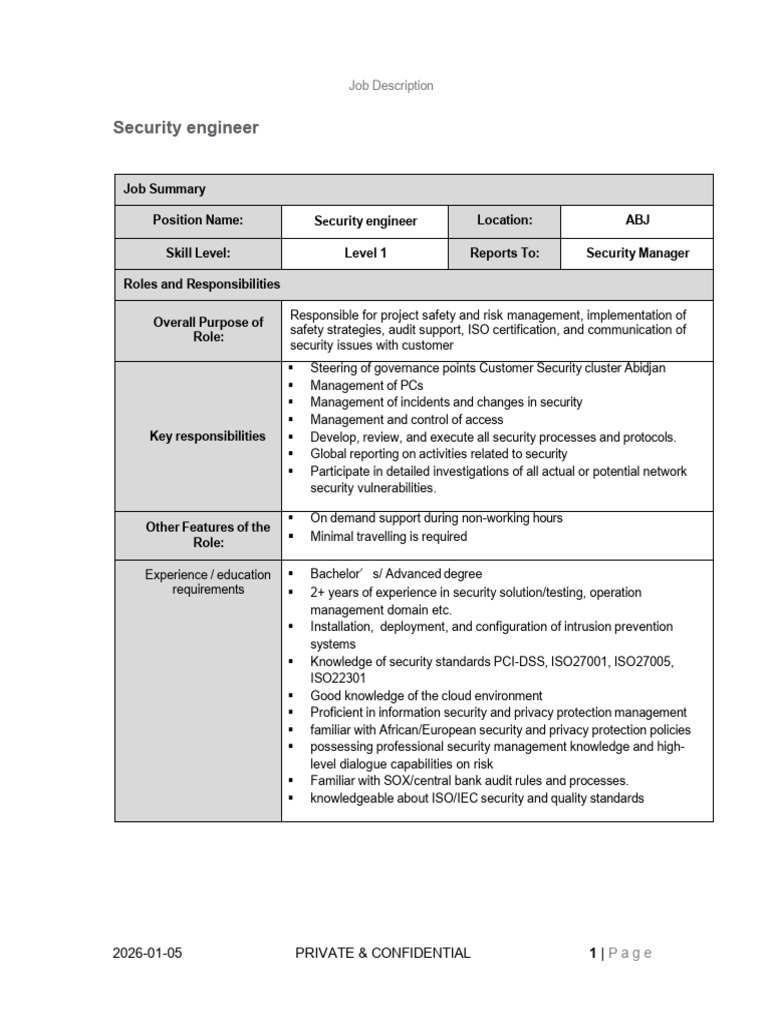 Security Engineer JD V1.0 | PDF | Computing