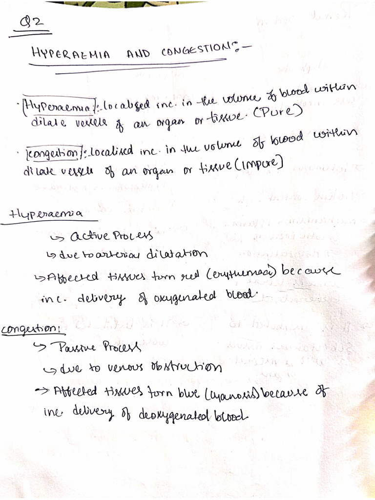 Congestion Notes Patho | PDF