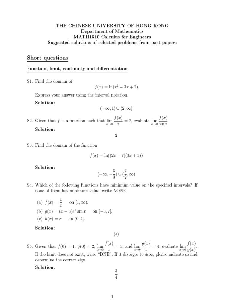 Past Paper Questions | PDF | Function (Mathematics) | Tangent