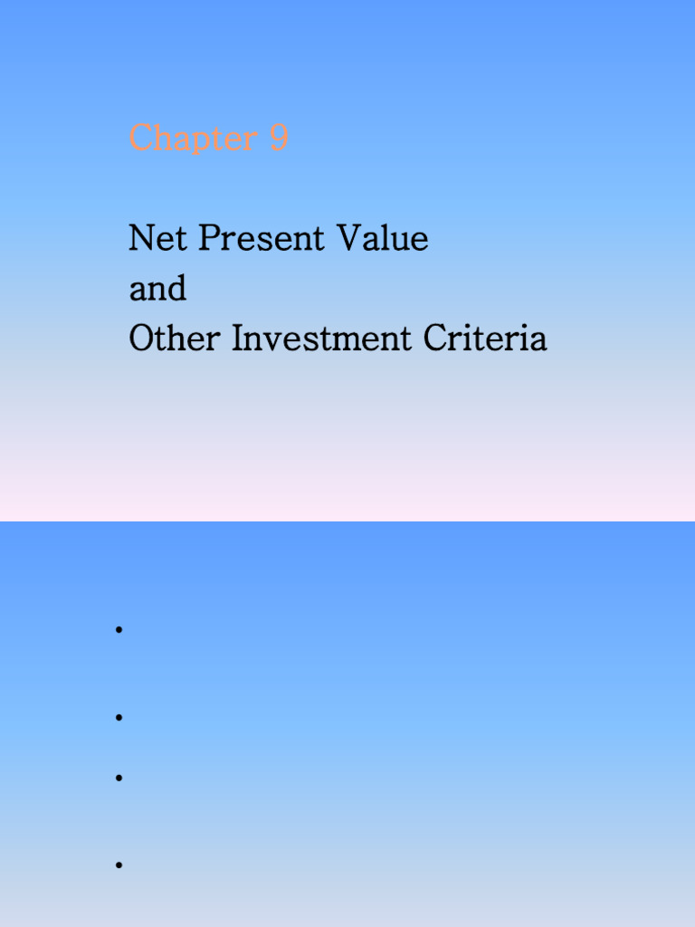 Chap9 S | PDF | Internal Rate Of Return | Net Present Value