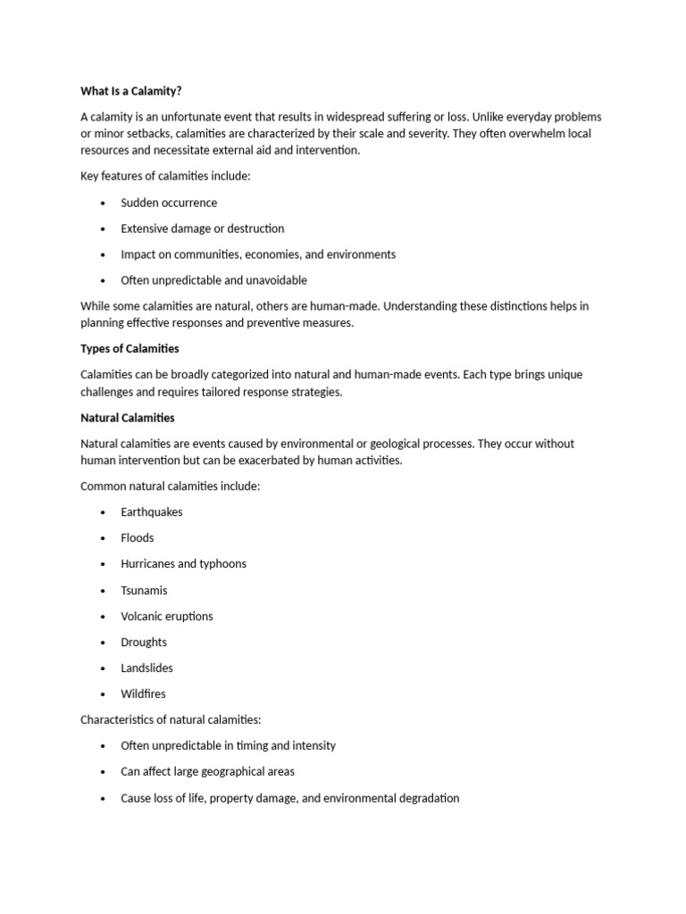 What Is A Calamity | PDF