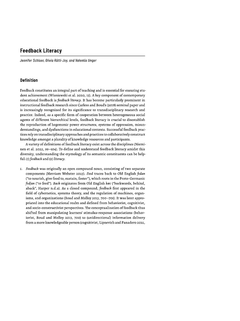 Feedback Literacy | PDF