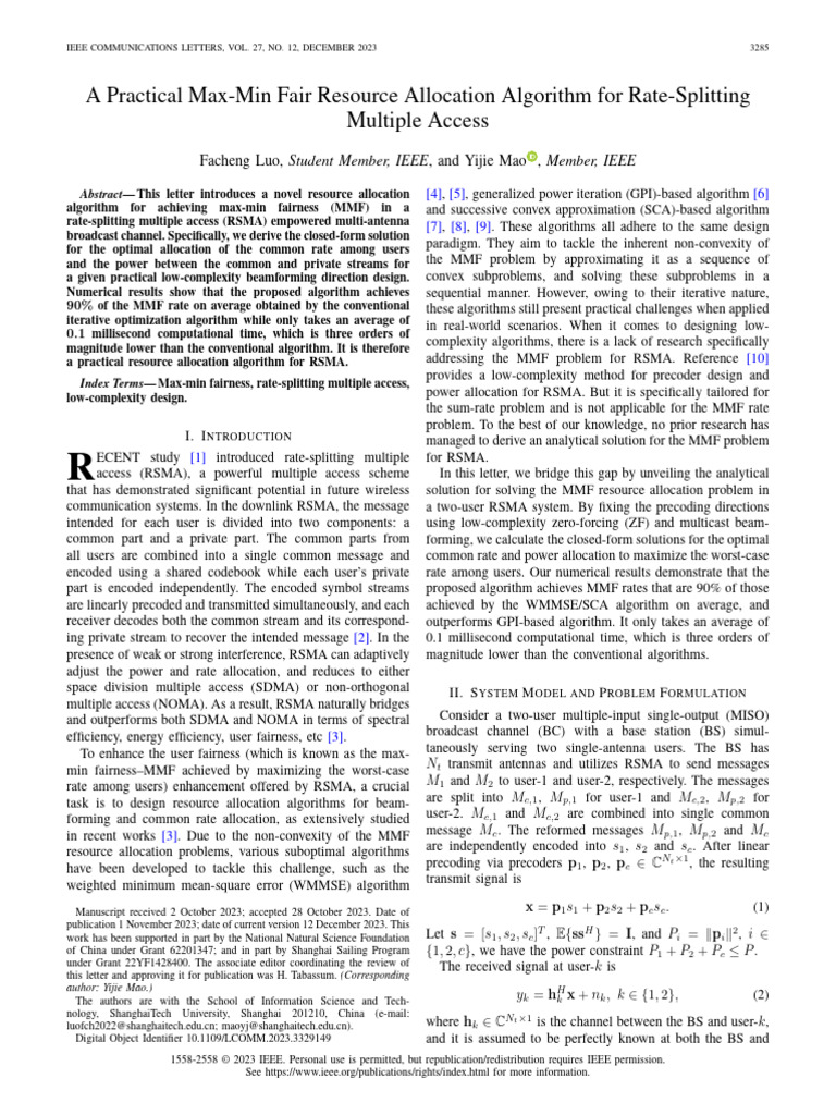 A Practical Max-Min Fair Resource Allocation Algorithm For Rate ...