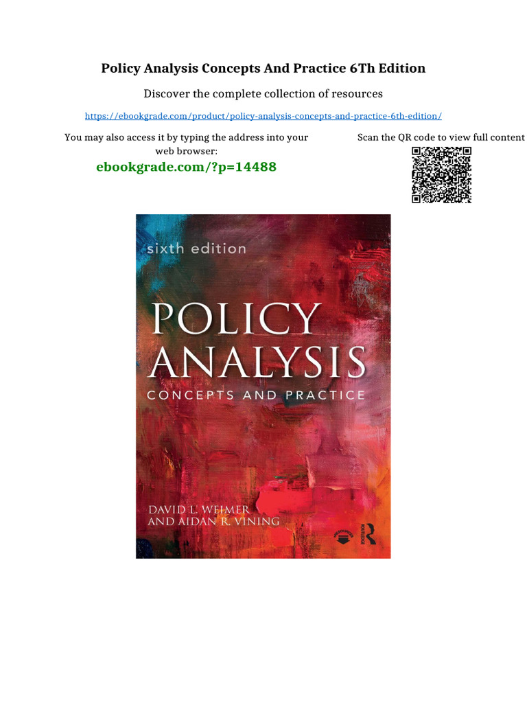 Policy Analysis Concepts and Practice 6th Edition available any format ...