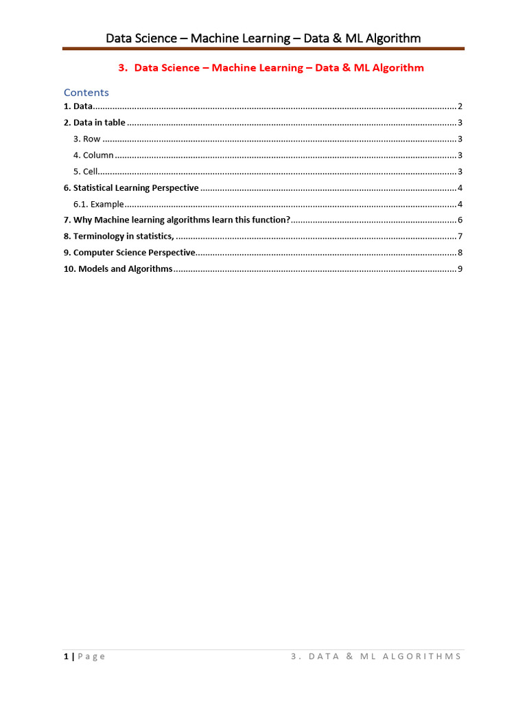 3. Data Science - Machine Learning - Data and Ml Algorithms | PDF ...