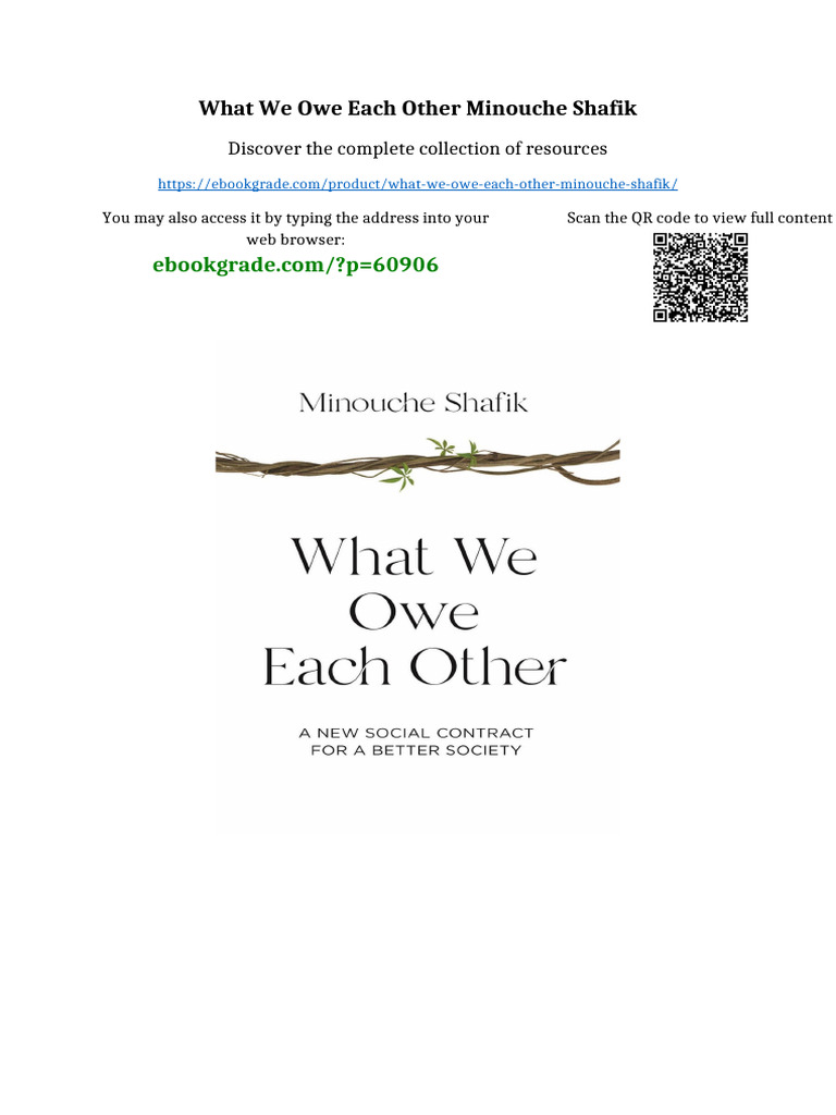 What We Owe Each Other Minouche Shafik updated 2025 | PDF | Cognition