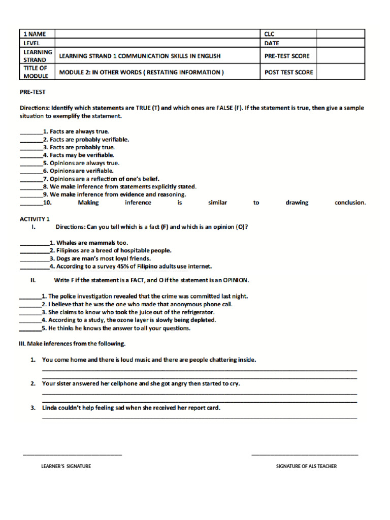 Module 1 - English | PDF