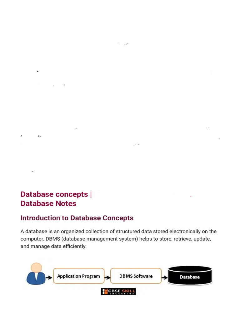 Class 12 Database Notes Part1 .... Update | PDF | Databases | Table ...