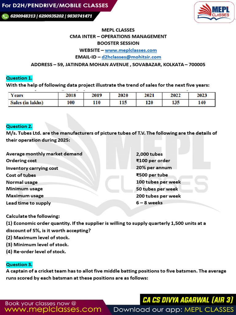 Om Booster Session - Questions | PDF | Weighted Arithmetic Mean | Economies