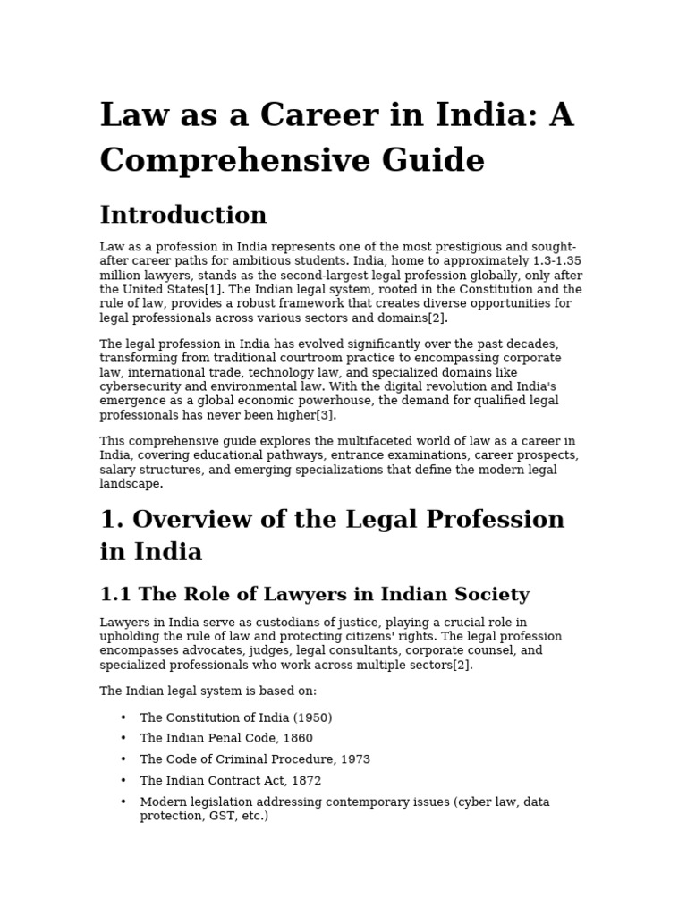 Law As A Career in India: A Comprehensive Guide: 1.1 The Role of ...