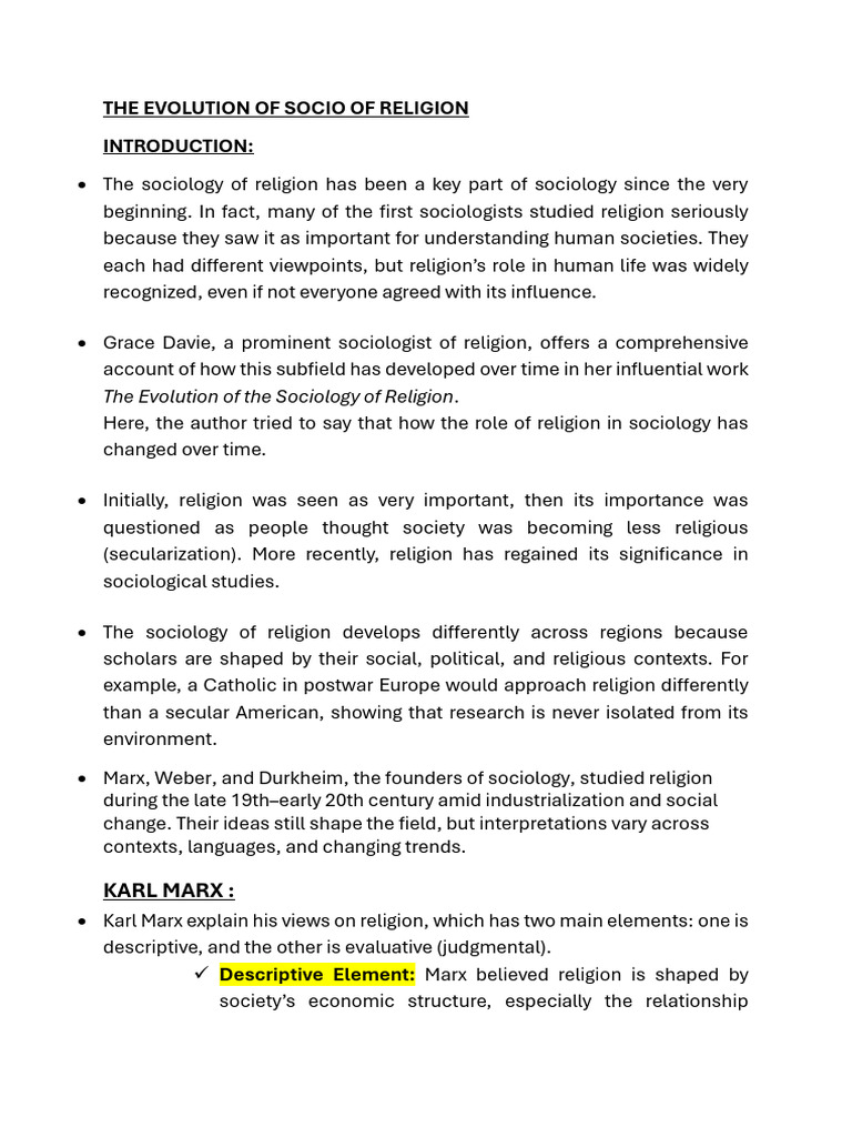 The Evolution of Socio of Religion | PDF | Sociology | Émile Durkheim