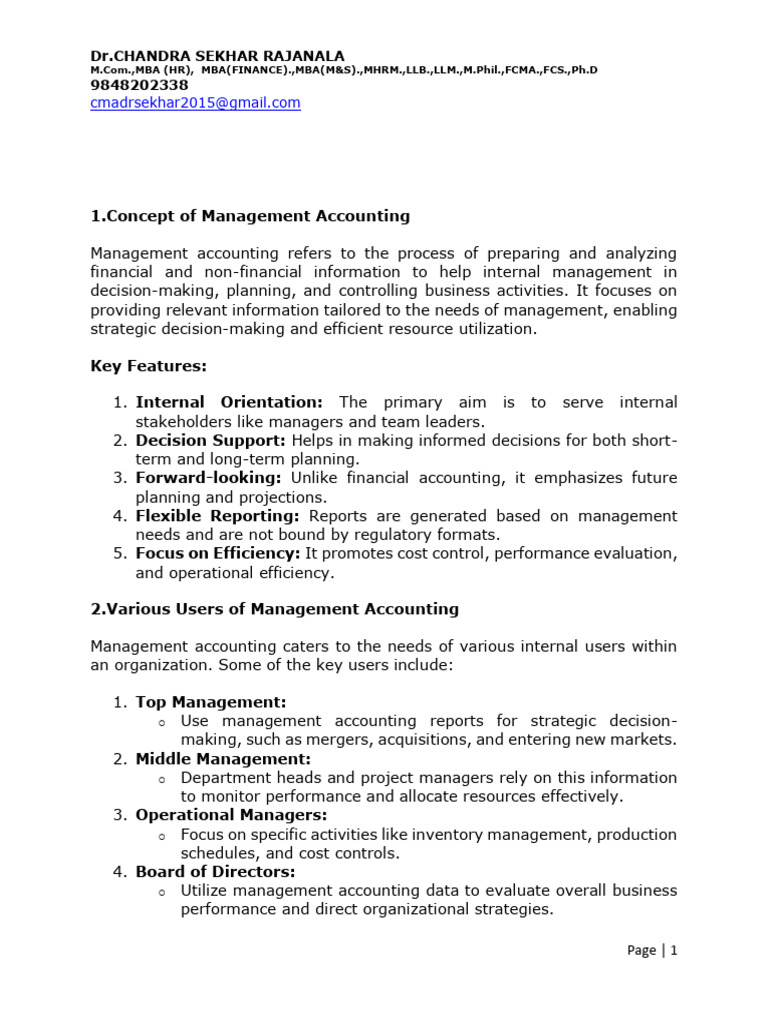 Theory On Module-1 Management Accounting Final | PDF | Management ...