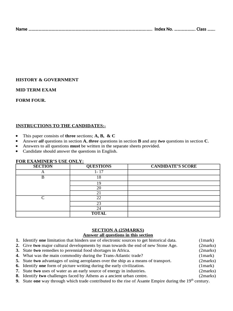 Uriya Form 4 Mid Term Exam | PDF