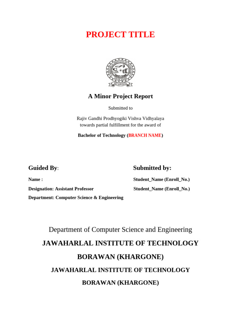 Minor Project Report Format | PDF | Computing | Information Technology