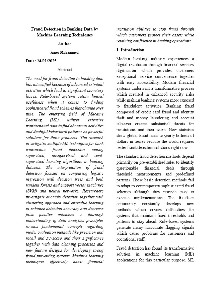 Fraud Detection in Banking Data by Machine Learning Techniques | PDF ...