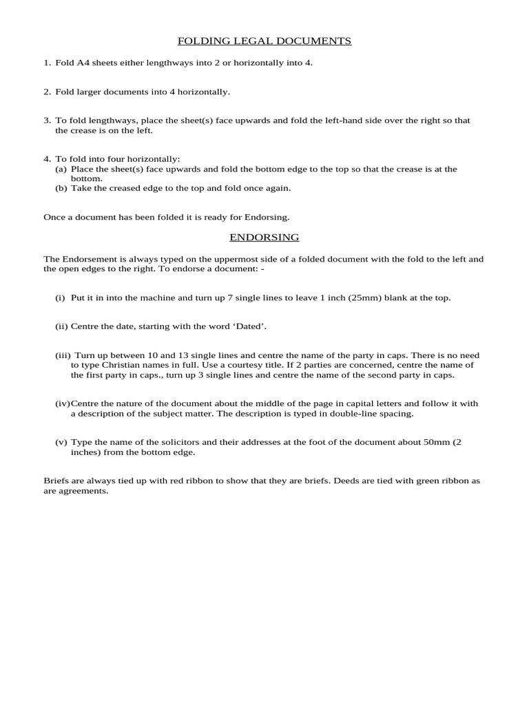 Folding Legal Documents | PDF