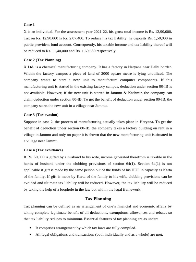Tax Planning | PDF | Taxes | Tax Avoidance