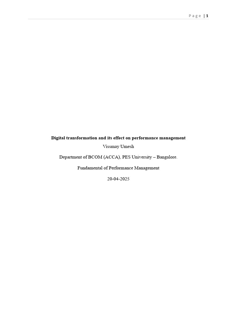Digital transformation and its effect on performance management | PDF ...