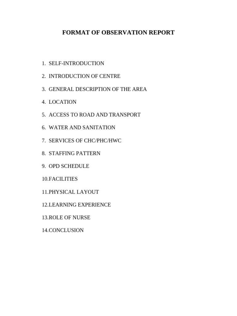 Observation Report Format | PDF