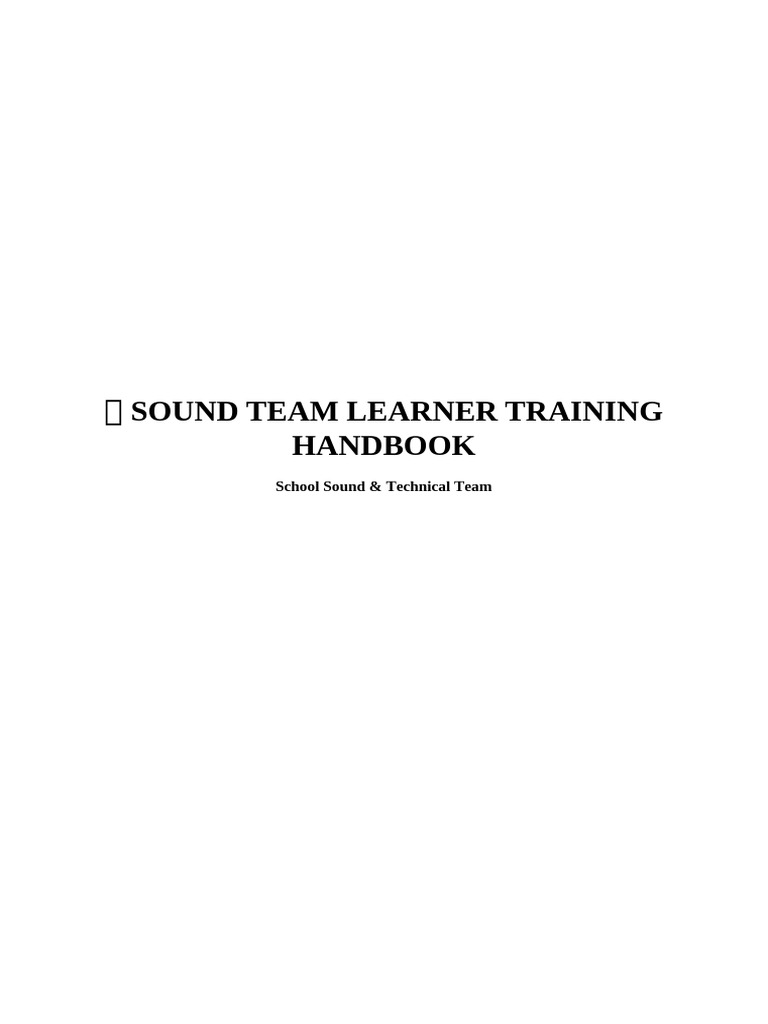 ? Sound Team Learner Training Handbook | PDF | Microphone | Sound ...