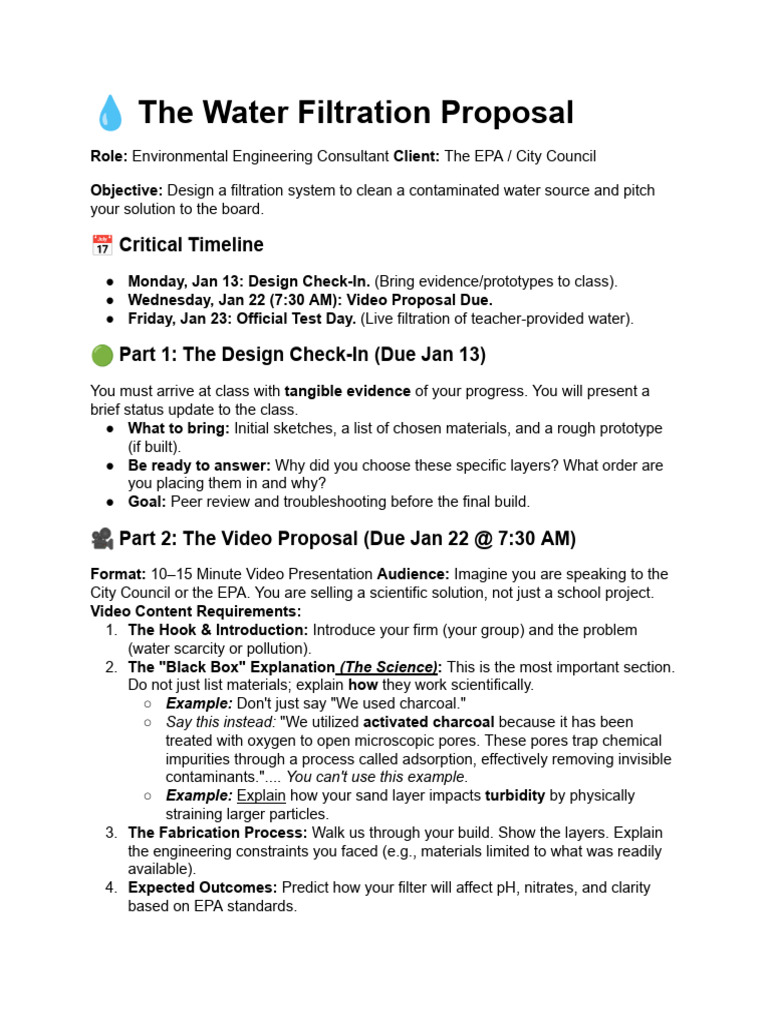 ? The Water Filtration Proposal Project | PDF | Filtration | Water Quality