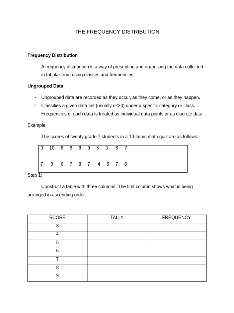 The Frequency Distribution | PDF