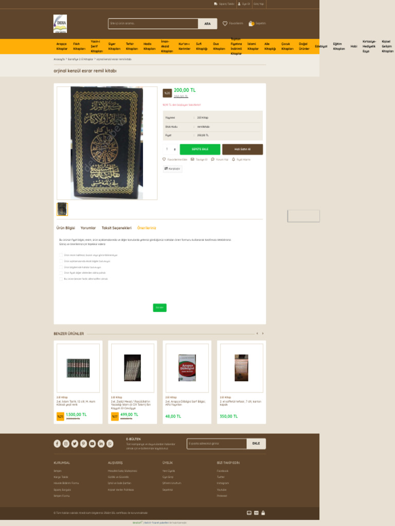 Orjinal Kenzül Esrar Remil Kitabı - İndirilmli Fiyatı_ 200,00 TL ...