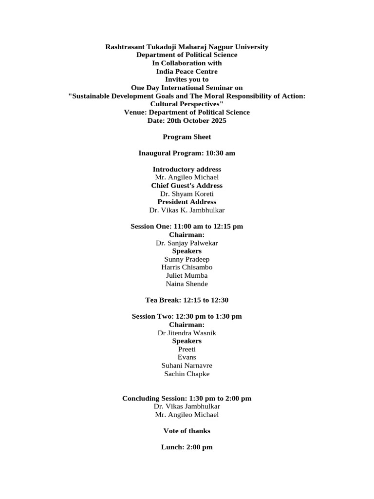 Seminar Programme Sheet | PDF